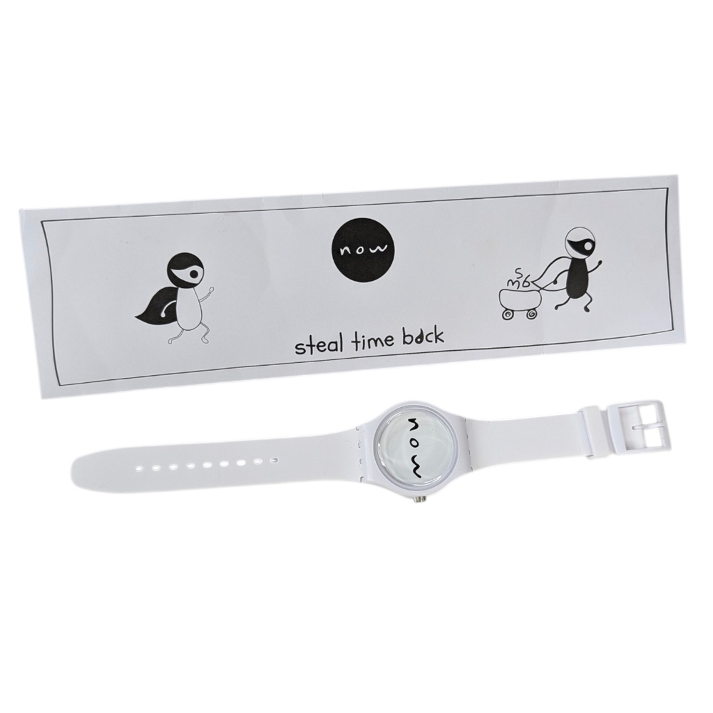 NOW Watch White Unisex Steal Back Time Monochrome Silicone Band Minimalist NEW - Picture 3 of 7